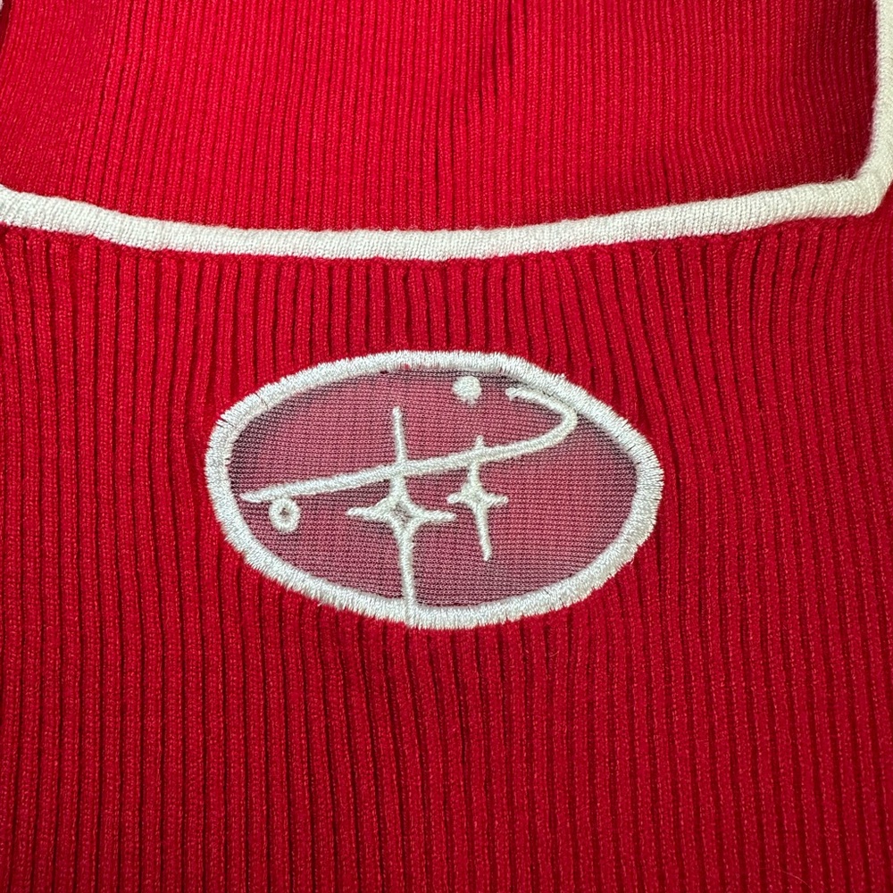 Red Ribbed Crop Top - Picture 3 of 5